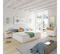Miroytengo Pack Muebles Dormitorio Matrimonio Completo Estilo Nórdico Color Roble Natur y Blanco Mate White/ wood