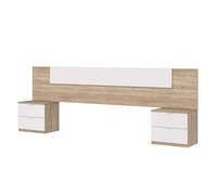 Miroytengo Pack Muebles Dormitorio Matrimonio Luca Completo Color Roble Y Blanco Habitación Moderno (cabecero + Armario) Light wood - white - 150x190 cm