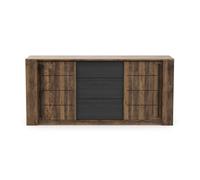 Pack muebles estilo industrial de salón mónaco color roble oscuro y negro 176 cm