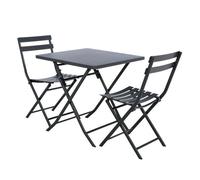 Pack muebles exterior plegables greensboro mesa + 2 sillas jardín terraza estilo contemporáneo color gris