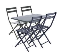 Pack muebles exterior plegables greensboro mesa rectangular + 4 sillas jardín terraza estilo contemporáneo color gris