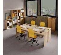 Pack Muebles Oficina 4 Escritorios y Estanterías Despacho Estilo Contemporáneo Color Roble Cambrian Light wood