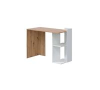 Miroytengo Pack Oficina Escritorio y Estantería en color blanco y roble Diseño moderno White/ wood -