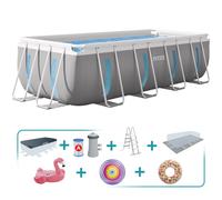 Pack piscina desmontable rectangular clearview 4 metros 4 accesorios y 3 hinchables