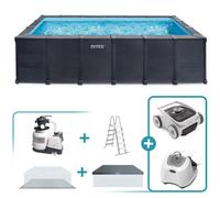 Pack piscina desmontable rectangular graphite gray panel 6 metros 6 accesorios