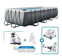 Pack premium piscina desmontable rectangular 5,5 con depuradora, clorador y accesorios de limpieza
