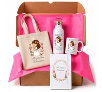 Pack Primera Comunión Niña Personalizado con Nombre y Fecha, Botella Térmica, Taza personalizada, Bolsa y Libreta A5 a conjunto, regalo comuniónes niñas. (REZO COMUNIÓN)