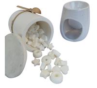 Pack Quemador y Wax Melts en Bote Artesanal Reutilizable con Tres Velas de Té - Hecho a Mano - RARA AVIS - Fragancia de Mimosa, Rosas, Orquídea, etc - Marca: RARA AVIS