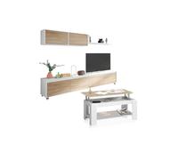 Pack salón con mesa de centro arlet plus blanco artik (blanco mate) - roble canadian 200 x 43 x 41 cm