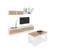 Habitdesign -Pack salón con mesa de centro Arlet Plus V2 Artik white - canadian oak