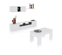 Habitdesign -Pack salón con mesa de centro Plus V2 Glossy white - anthracite gray
