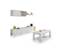 Pack salón con mesa de centro nitza plus v1 blanco artik (blanco mate) - natur 200 x 47 x 40 cm
