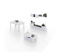 Duehome - Pack salón con mesa de centro y mesa de comedor Max V1A Glossy white - anthracite gray
