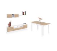 Duehome - Pack salón con mesa de comedor Plus VA White (matte white) - canadian oak
