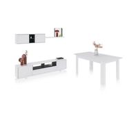 Duehome - Pack salón con mesa de comedor Plus VA Glossy white - anthracite gray