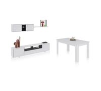 Duehome - Pack salón con mesa de comedor Plus VB Glossy white - anthracite gray