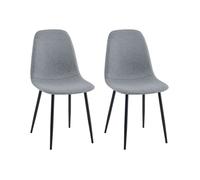 Pack sillas comedor, juego sillas cocina lisa gris tapizadas con patas metal negro