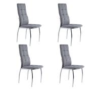 Miroytengo Pack Sillas de Comedor Dest Estilo Moderno Tapizadas Patas Metal Color Gris Pack of 4