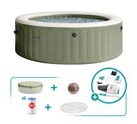 Pack spa hinchable bubble massage verde oliva 4 personas 6 accesorios