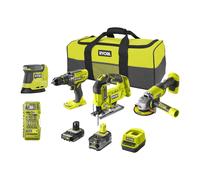 Pack Taladro Percutor + Amoladora + Sierra de Calar + Lijadora + Accesorios 18V ONE+™