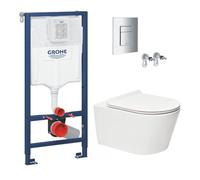Pack WC Swiss Aqua Technologies | Grohe - Soporte Rapid SL | Sin brida SAT Brevis | Tapa Slim, softclose | Placa cromada | RapidSL-Brevis-1