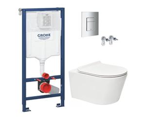 Pack WC Swiss Aqua Technologies | Grohe - Soporte Rapid SL | Sin brida SAT Brevis | Tapa Slim, softclose | Placa cromada | RapidSL-Brevis-1