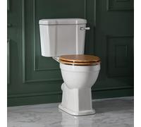 Pack WC Tradicional Monobloque con Cisterna - Palanca de Descarga Cromada/Blanca - Tapa Efecto Roble