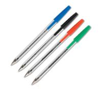 Pack x4: Bolígrafo Azul, Negro, Rojo y Verde (transparente) - 0,7 mm
