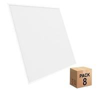 Pack x8 Panel LED 60x60 cm 40W, 8 unidades para Falso Techo, Driver Philips CertaDrive, UGR19, Paneles de Gran Luminosidad 4380 lúmenes, Marco Blanco, Driver Incluido (Luz Blanca - 5700K)