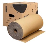 packer PRO Pack 10 Cajas Carton para Mudanzas y Almacenaje con Asas 43x30x25cm y Rollo de Cartón Ondulado de 90cm x 25m