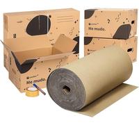 packer PRO Pack Mudanza Eco con 5 Cajas Carton Mudanza 60x40x40cm, 10 Cajas Carton Mudanza 43x30x25cm, Cinta Adhesiva, Rollo de Cartón Ondulado de 90cm x 25m, Rotulador Permanente