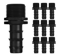 PACKOVE 10 Piezas Adaptador de Tubo de Riego Pom Negro Rosca 3/4 | Conexión Segura y Fácil Instalación, Compatible 20pe y Tubos Micro, Uso en Jardines y Invernaderos