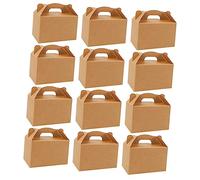 PACKOVE 12 Cajas de Obsequio Asas de Papel Color Caqui, Ligeras y Fáciles de Llevar para Fiestas y Bolsas de Obsequio, Pack Adecuado para Baby Shower y Celebraciones