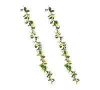 PACKOVE 2 Piezas Guirnalda Decorativa de Ratán Sintético con Frutas Amarillas para Adorno de Pared, Hecha de Plástico, Adecuada para Jardín Exterior y Terraza Efecto Decorativo Elegante