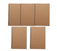 PACKOVE Cuadernos de Papel Kraft Marrón Espiral, Material Seguro y Saludable Juego de 5 Diseño Retro Simple, Libreta Práctica para Viajes y Dibujo