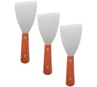 PACKOVE Espátulas de Cocina de Acero Inoxidable y Madera, Set de 3 Piezas, Pala Triangular para Carne, Utensilio Portátil y Seguro para Cocina y Fiesta en Casa