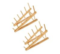 PACKOVE Soportes de Madera Khaki 2 Piezas 5 Niveles para Exhibición Versátil y Decoración del Hogar Organizador Elegante para Escritorio y Mesa