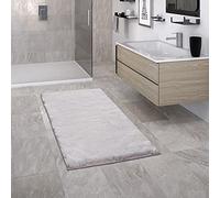 Paco Home Alfombra Baño Pelo Largo Alfombra Bañera Alfombra Ducha Antideslizante Mullida Lavable Diseño Monocolor, tamaño:60x100 cm, Color:Gris