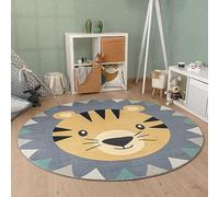 Paco Home Alfombra De Habitacion Bebe Infantil Niña Niño De Juego Retonda Cabeza De Oso De León Lavar En La Lavadora Moderna, tamaño:Ø 160 cm Redon, Color:Multicolor