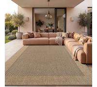 Paco Home Alfombra de Yute para Interior y Exterior - Natural y Negra, Resistente y Elegante, Ideal para Patio y Salón, tamaño:240x340 cm, Color:Beige