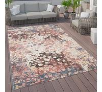 Paco Home Alfombra Exterior Interior Terraza Cocina Vintage Pastel Motivos Abstractos, tamaño:Ø 200 cm Redon, Color:Multicolor 6