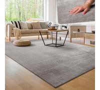 Paco Home Alfombra Moderna y Suave para Salón a Pelo Corto Lavable Fluffy Uni Efecto Piel Intemporal Elegante Antideslizante Fácil de Limpiar, tamaño:160x220 cm, Color:Gris