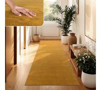 Paco Home Alfombra Moderna y Suave para Salón a Pelo Corto Lavable Fluffy Uni Efecto Piel Intemporal Elegante Antideslizante Fácil de Limpiar, tamaño:80x150 cm, Color:Amarillo