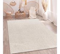 Paco Home Alfombra Sala-De-Estar Dormitorio Pelo-Alto Diseño-Escandinavo Liso Estilo-Boho Abstracto 3D Esponjoso Lavable Crema, tamaño:200x280 cm