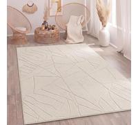 Paco Home Alfombra Salon De Habitacion Pelo Largo Motivo Nordica Boho Chic Abstract Felpa Lavable Beige, tamaño:160x220 cm