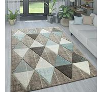 Paco Home Alfombra Salón En Colores Pastel, Diseño Moderno Rombos, Triángulo Y Zig Zag, tamaño:120x170 cm, Color:Beige