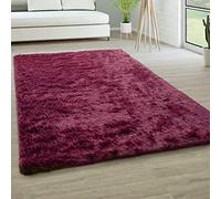 Paco Home Alfombra Salón Pelo Largo Piel Sintética Shaggy Mullida Y Suave En Monocolor, tamaño:120x160 cm, Color:Púrpura