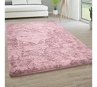 Paco Home Alfombra Salón Pelo Largo Piel Sintética Shaggy Mullida Y Suave En Monocolor, tamaño:160x220 cm, Color:Rosa-Viejo