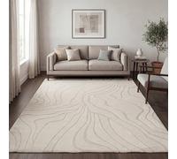 Paco Home Moderna Alfombra de Sala de Pelo Corto, Estilo escandinavo Japandi Panglao, Monocolor, Efecto Alto-bajo Motivo Abstracto Efecto 3D Pelo Suave Crema, tamaño:200x280 cm