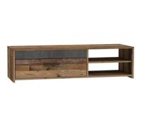 Paco Mueble de TV con 1 cajón y 2 nichos en madera vieja y hormigón gris oscuro